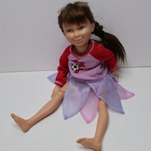 American Girl Hopscotch Hill Hallie Jointed Doll Soccer Jersey Fairy Skirt SEE